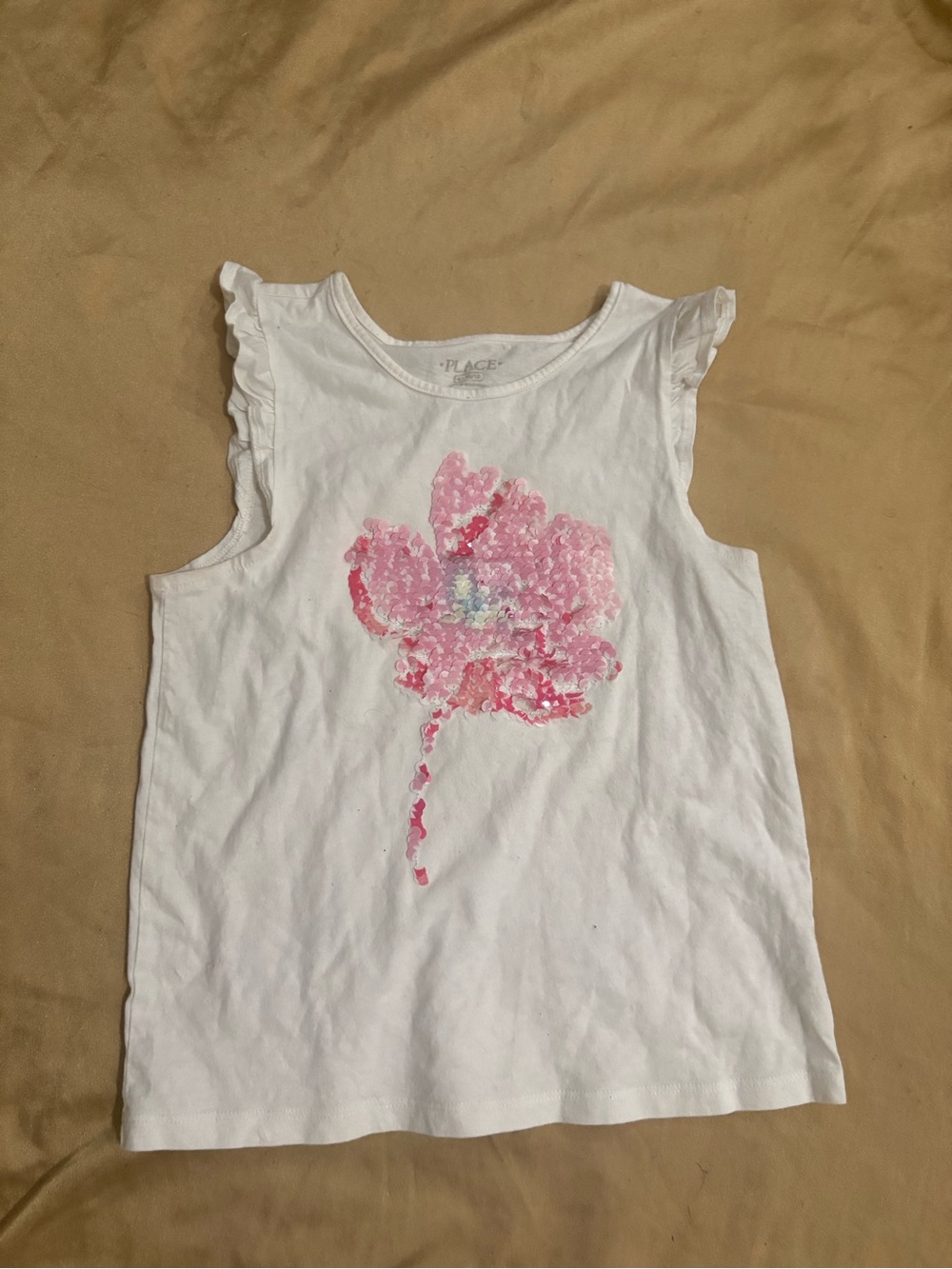 The  Children’s Place White Tank Top with Pink Sequin Flower